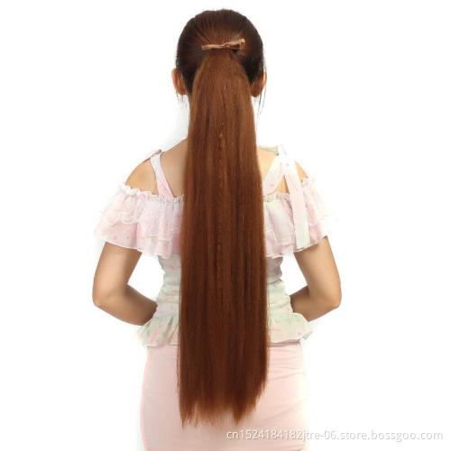 hot sale synthetic yaki straight drawstring ponytail, medium length kinki straight hair drawstring ponytail